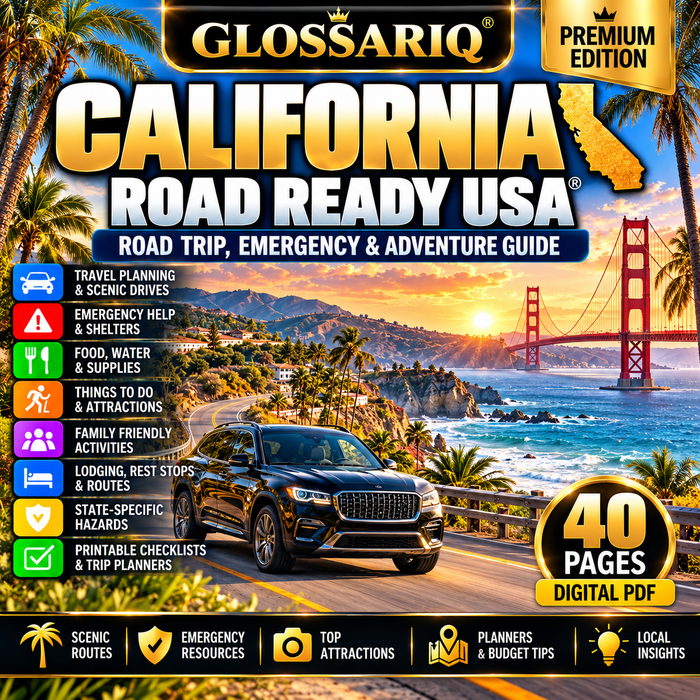California Road Trip, Emergency & Adventure Guide — 40 Pages