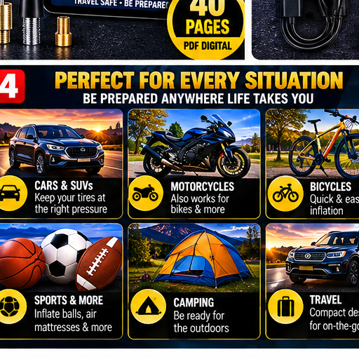 GLOSSARIQ cordless tire inflator English bundle use cases