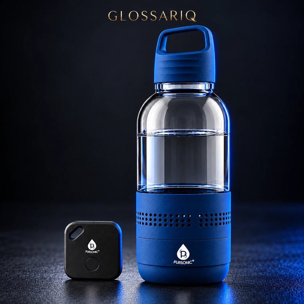 Pursonic Speaker Bottle & Purtag Tracker Bundle — custom dark studio view