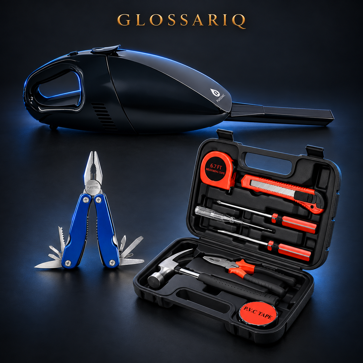 Pursonic Car Vacuum & Tool Bundle — custom studio mockup