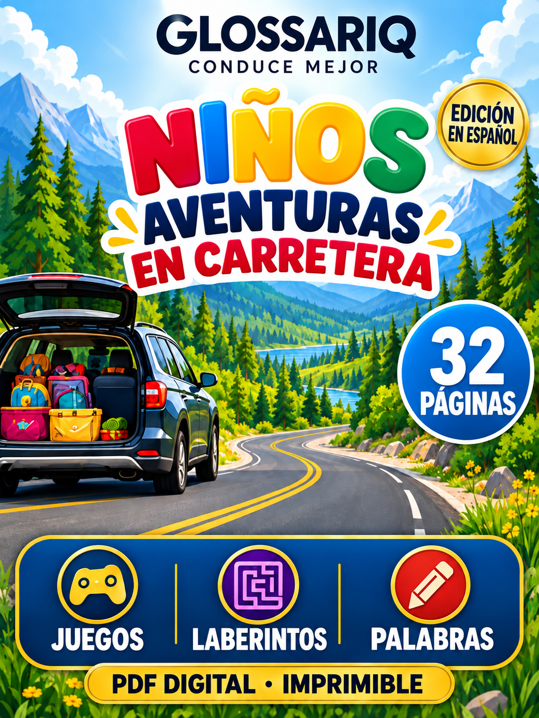GLOSSARIQ NIÑOS — AVENTURAS EN CARRETERA — edición en español — 32 páginas