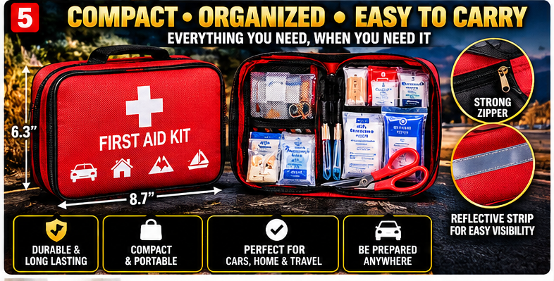 GLOSSARIQ 173-piece first aid kit compact organized English bundle product image