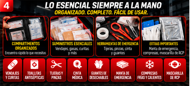 Suministros organizados del botiquín portátil GLOSSARIQ de 173 piezas