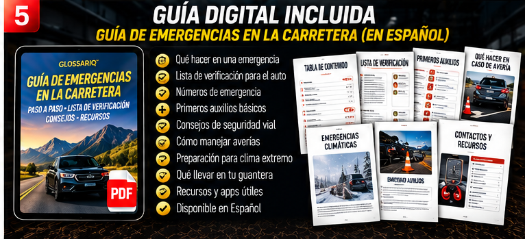Guía digital GLOSSARIQ de emergencias en carretera y guantera en español