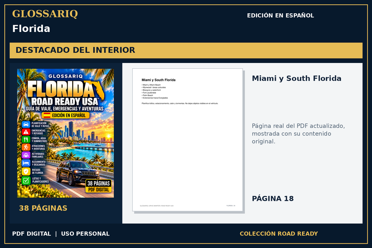 GLOSSARIQ Florida — edición en español — página real del interior actualizado