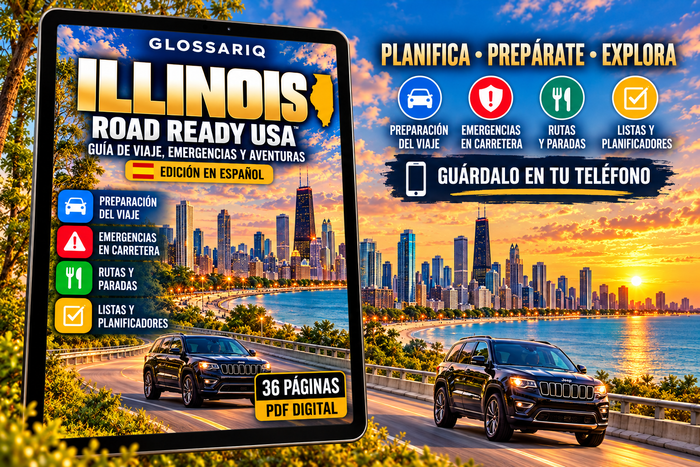 Illinois Road Trip, Emergency & Adventure Guide — Edición en Español — 36 Páginas