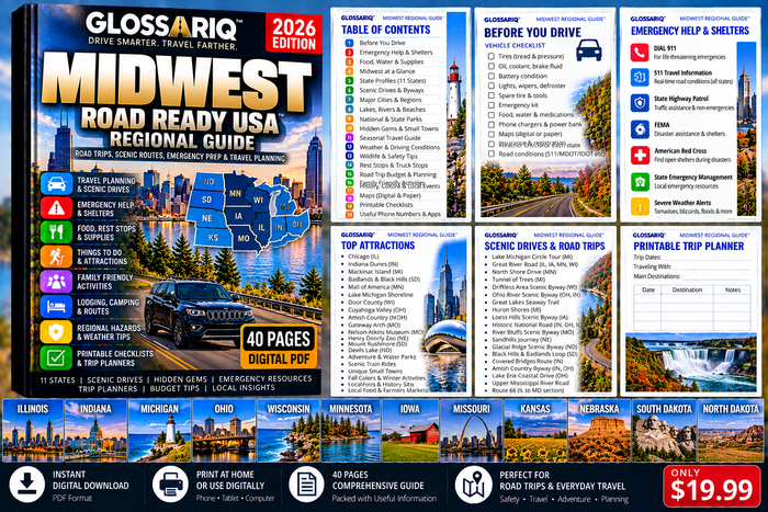 Midwest Road Trip, Emergency & Adventure Regional Guide — 40 Pages
