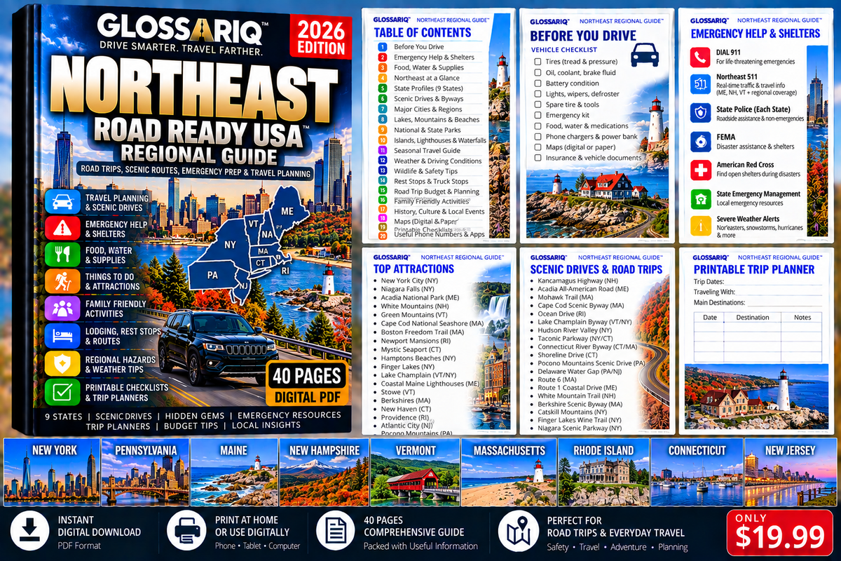 GLOSSARIQ Northeast Road Ready USA 2026 40-page regional digital guide