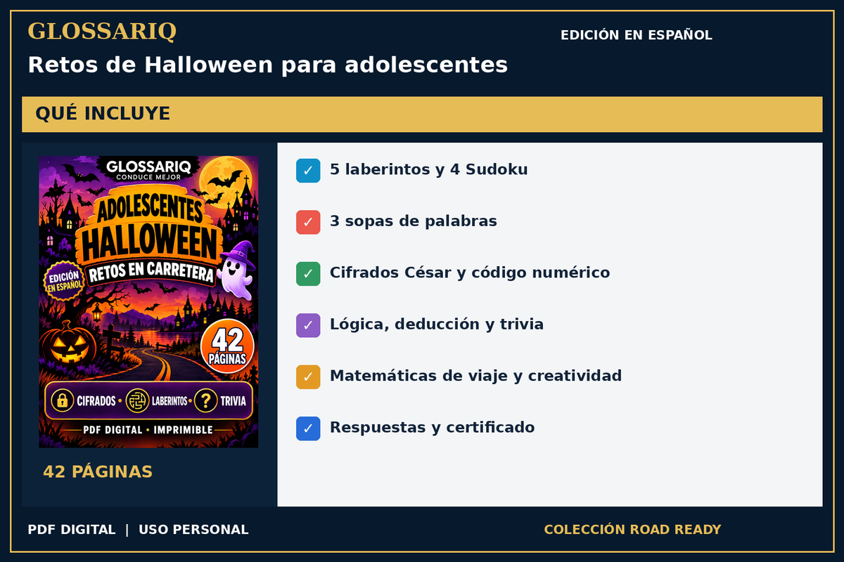 GLOSSARIQ Retos de Halloween para adolescentes — edición en español — contenido incluido