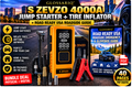 GLOSSARIQ S ZEVZO 4000A jump starter tire inflator and Road Ready USA English guide bundle