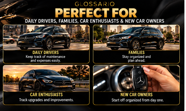 GLOSSARIQ Ultimate Car Ownership Planner English perfect for drivers