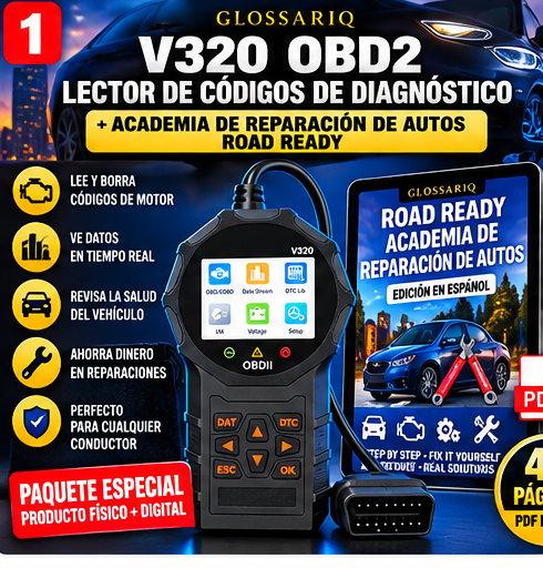 GLOSSARIQ V320 OBD2 + Academia Road Ready DIY — Español