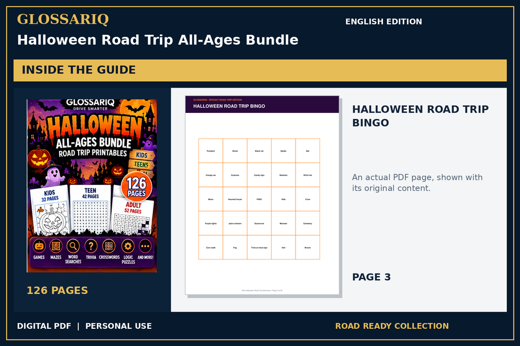GLOSSARIQ Halloween Road Trip All-Ages Bundle — English edition — actual interior page