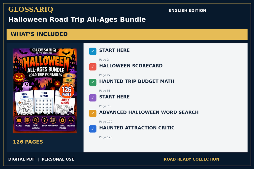 GLOSSARIQ Halloween Road Trip All-Ages Bundle — English edition — included content