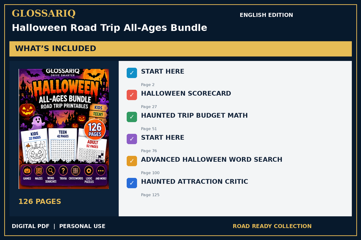 GLOSSARIQ Halloween Road Trip All-Ages Bundle — English edition — included content
