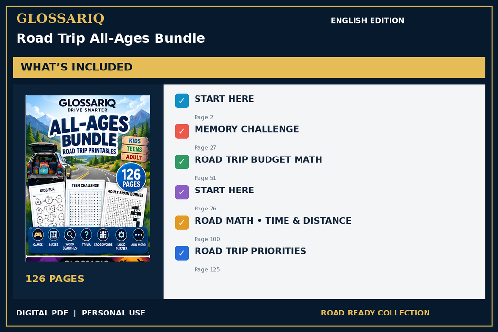 GLOSSARIQ Road Trip All-Ages Bundle — English edition — included content