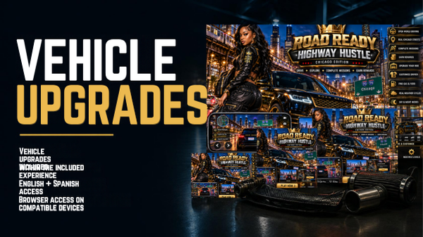 Highway Hustle vehicle upgrades included with English and Spanish access on compatible browser devices