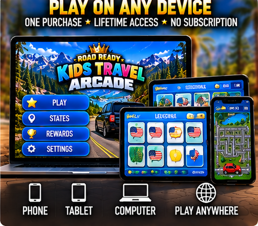 Road Ready Kids Travel Arcade phone tablet and computer access