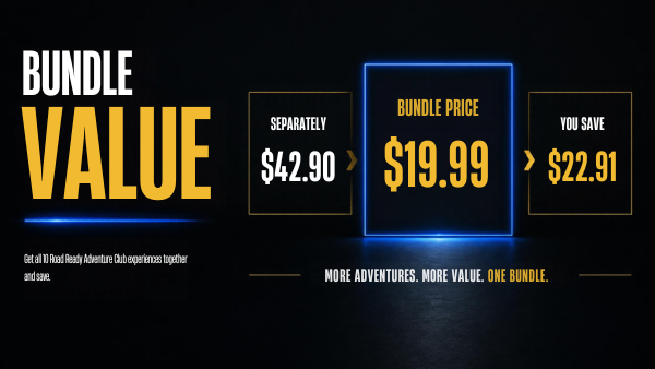 Road Ready Adventure Club bundle value 19.99 compared with 42.90 separately
