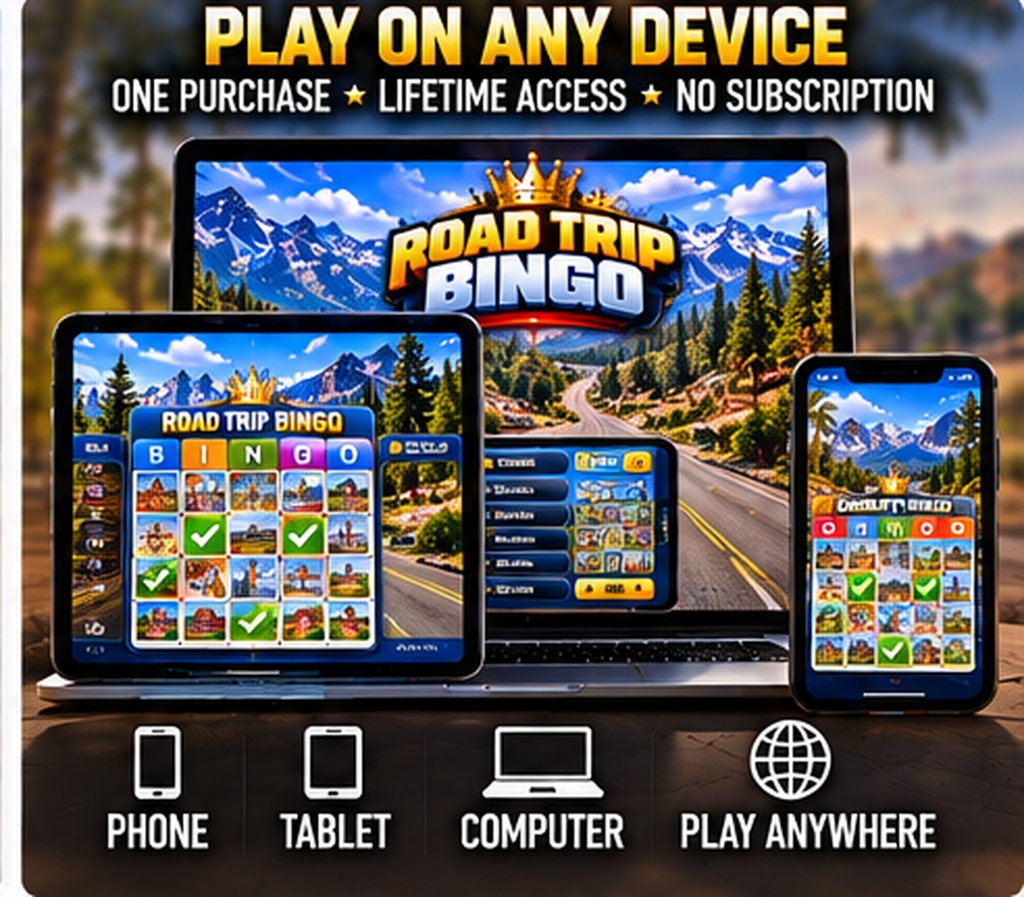 Road Trip Bingo phone tablet and computer access