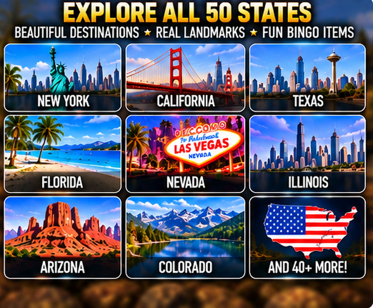 Road Trip Bingo 50-state destinations