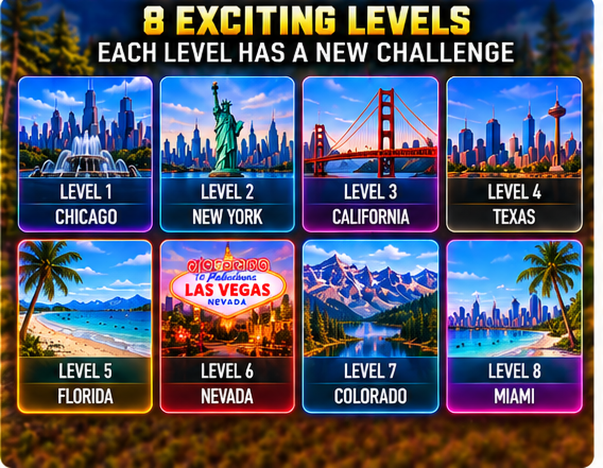 Road Trip Match eight travel puzzle levels
