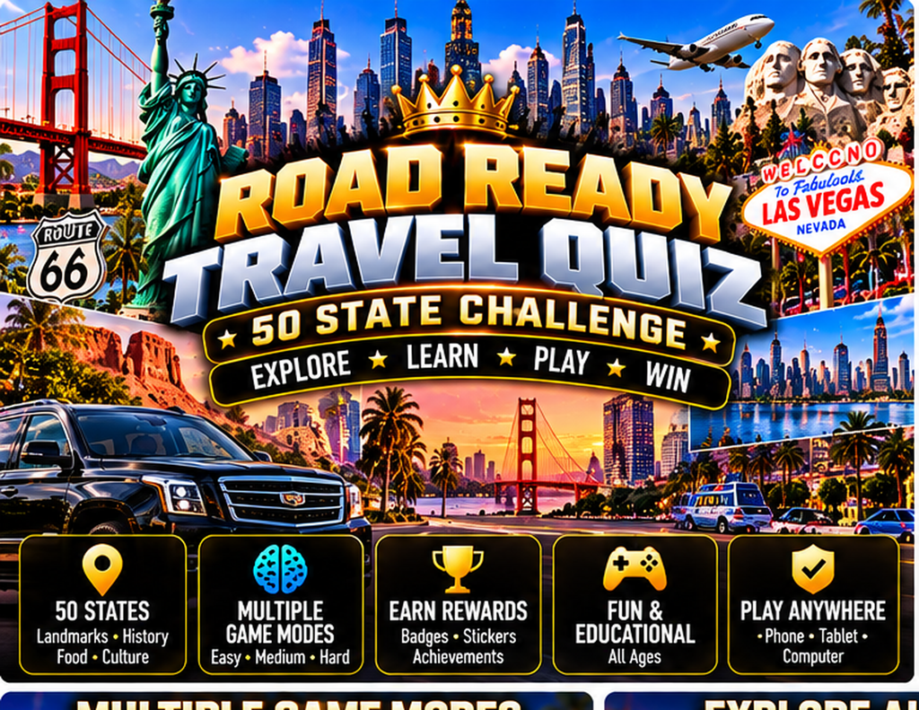 Road Trip Trivia premium 50-state travel quiz hero